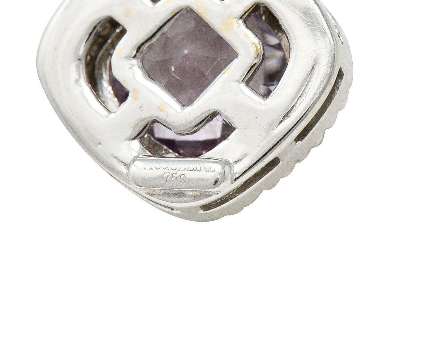 Checkerboard Cut Amethyst Diamond 18 Karat Gold Pendant Necklace 2