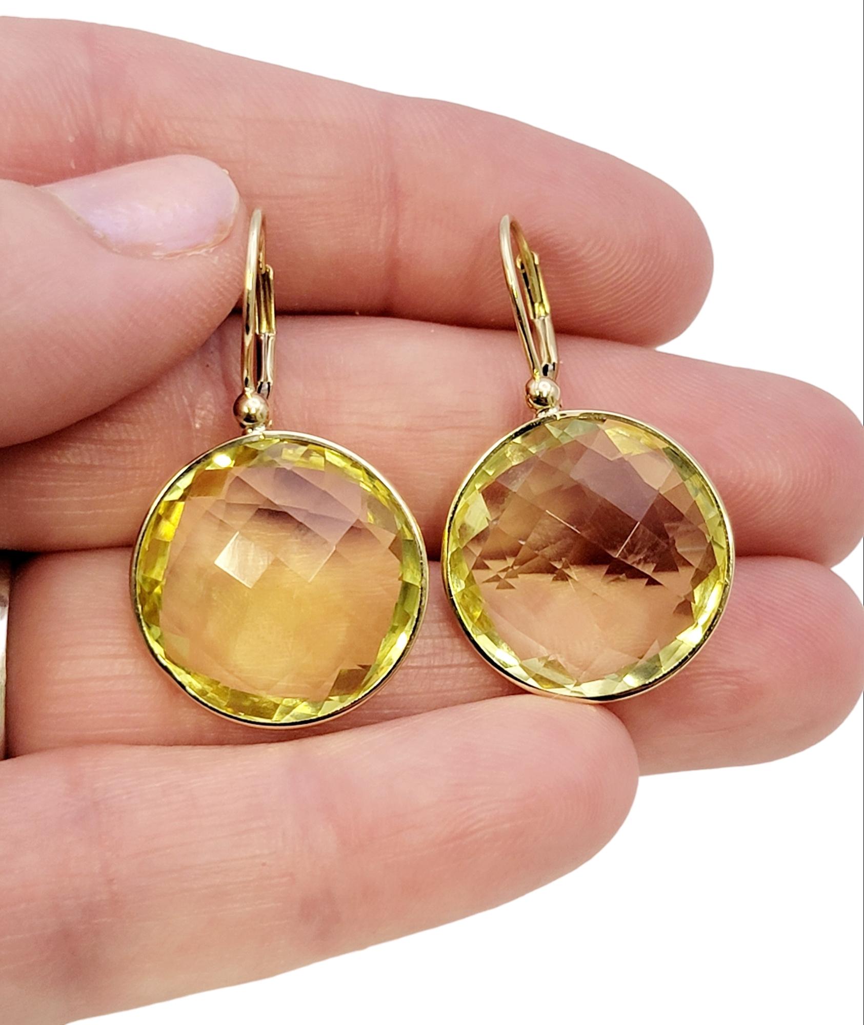 Ohrhänger mit Kreis aus 14 Karat Gelbgold mit Citrin im Schachbrettschliff im Angebot 4