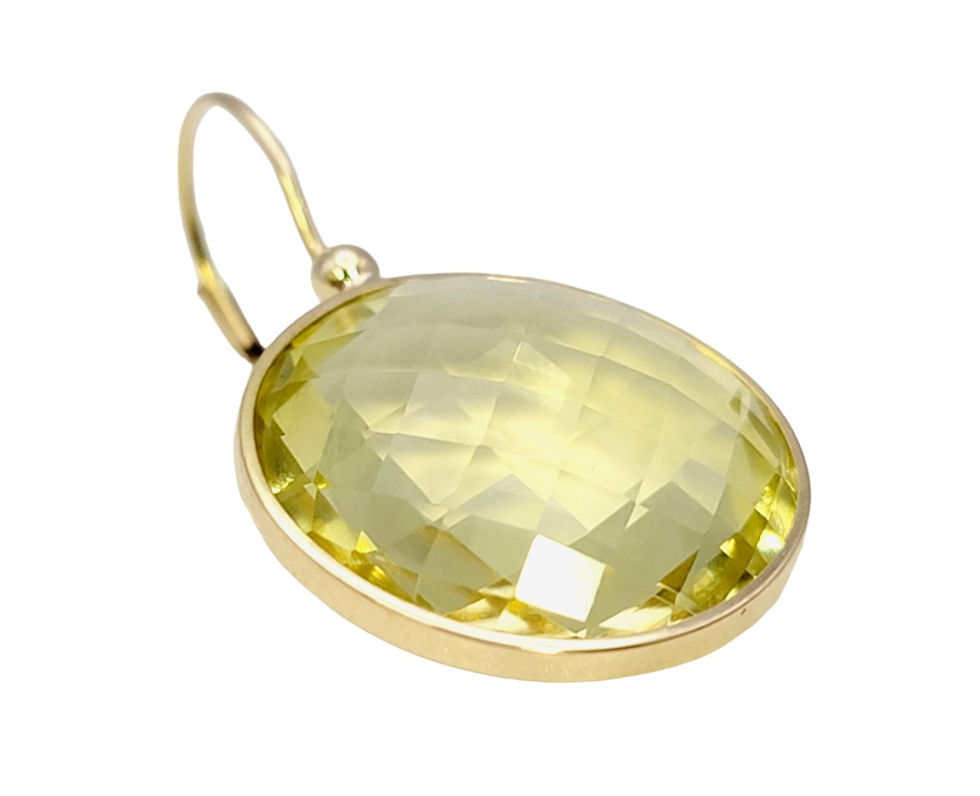 Boucles d'oreilles pendantes en or jaune 14 carats avec citrine taillée en damier  Excellent état - En vente à Scottsdale, AZ
