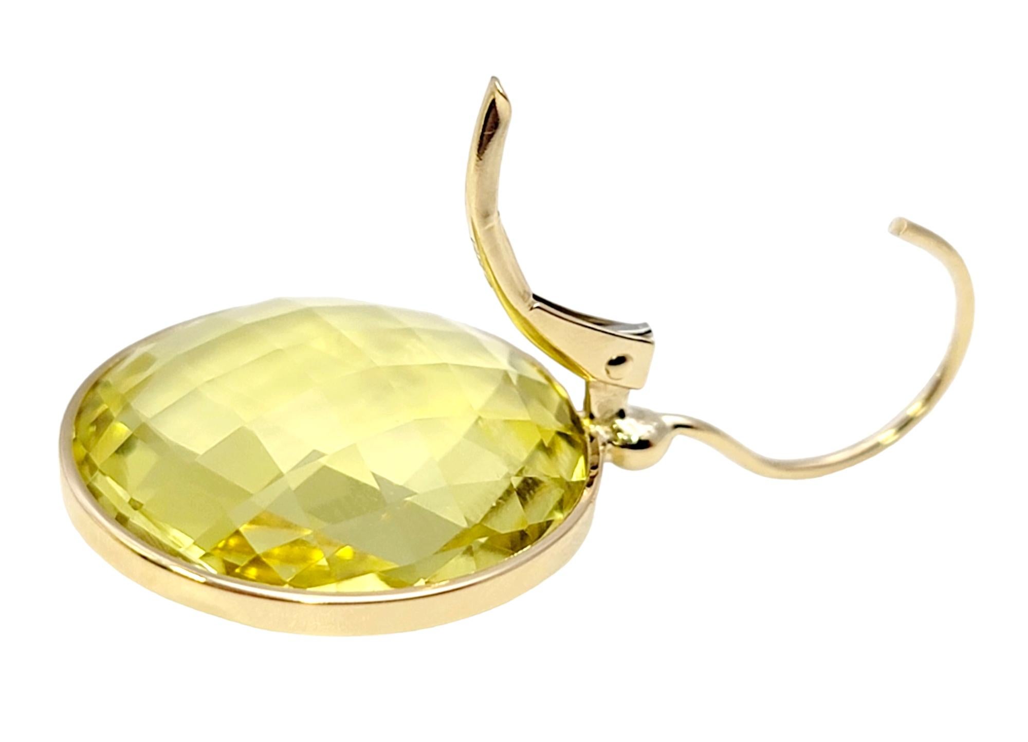 Boucles d'oreilles pendantes en or jaune 14 carats avec citrine taillée en damier  en vente 2