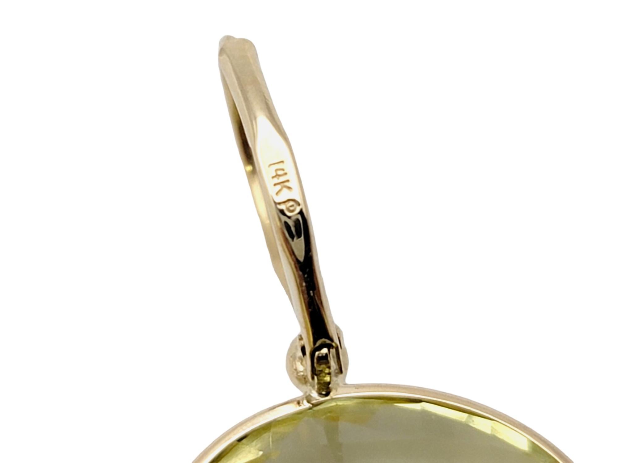 Boucles d'oreilles pendantes en or jaune 14 carats avec citrine taillée en damier  en vente 3