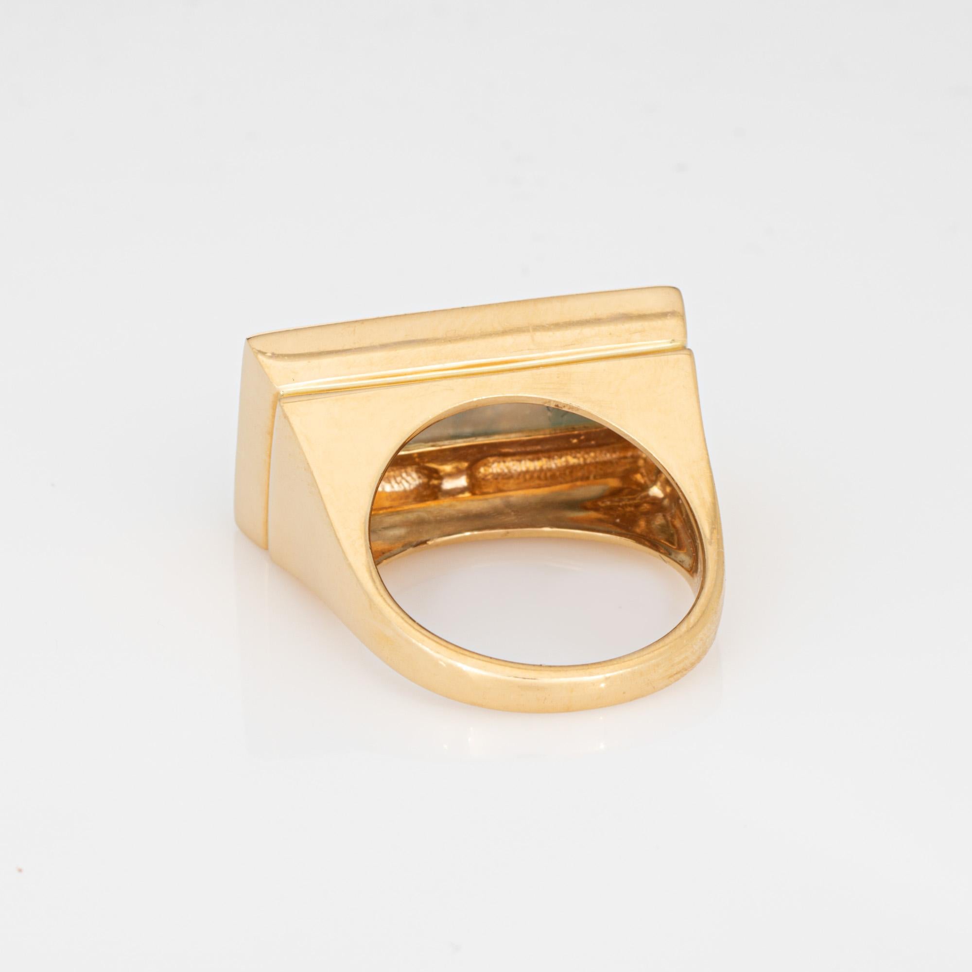 Checkerboard Ring eingelegt Türkis MOP 18k Gelbgold Sz 7 Estate Jewelry im Zustand „Gut“ im Angebot in Torrance, CA