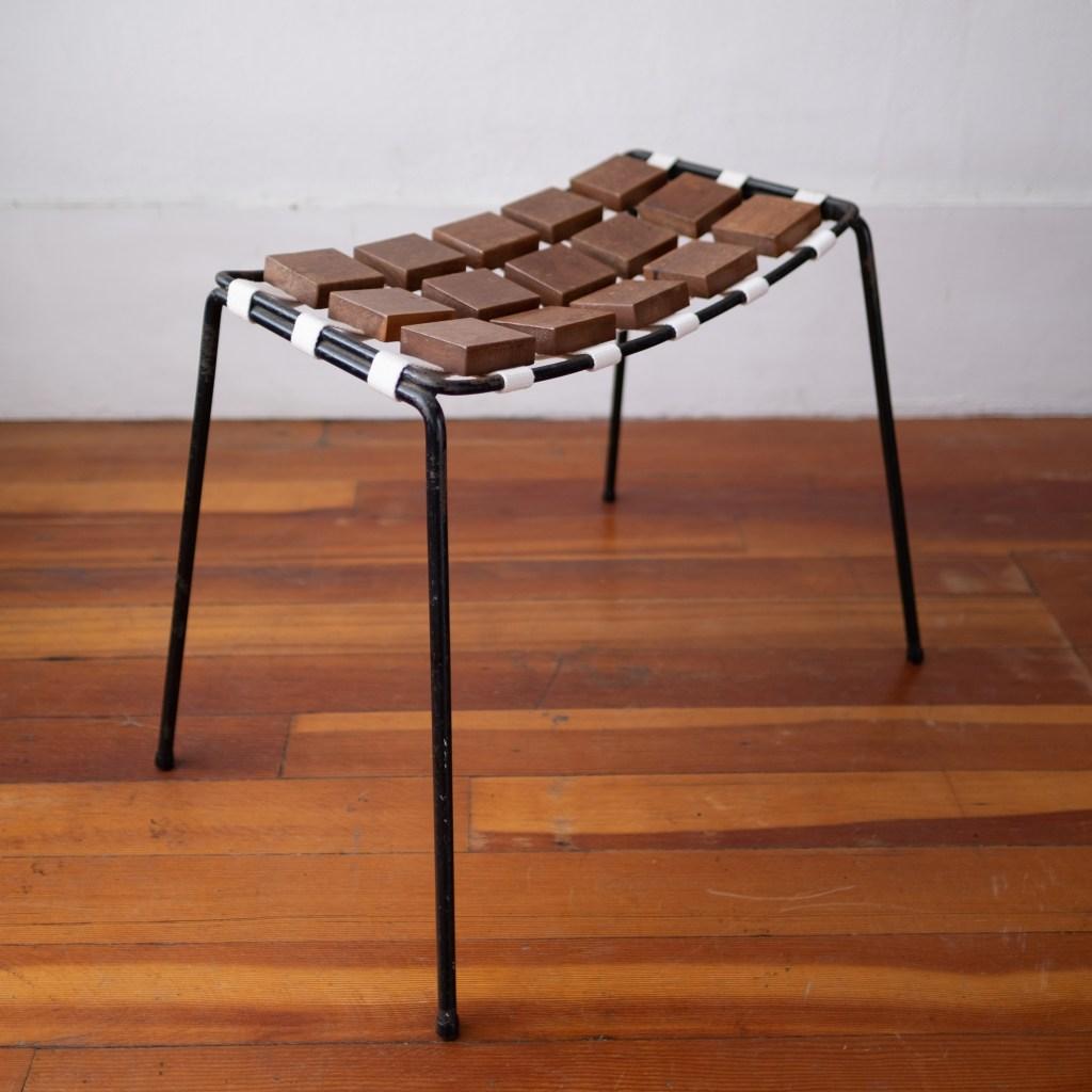 Checkerboard Stool by Maxwell Yellen, 1953 In Good Condition In San Diego, CA