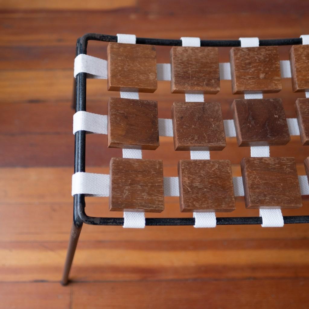 Iron Checkerboard Stool by Maxwell Yellen, 1953