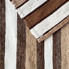 Caspian Sea Checkerboard Tribal Kilim, 6' x 7', Striped Wool and Cotton Rug 1950