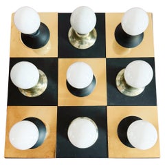 Checkered Pair 80s Vintage Brass & Black Ceiling light