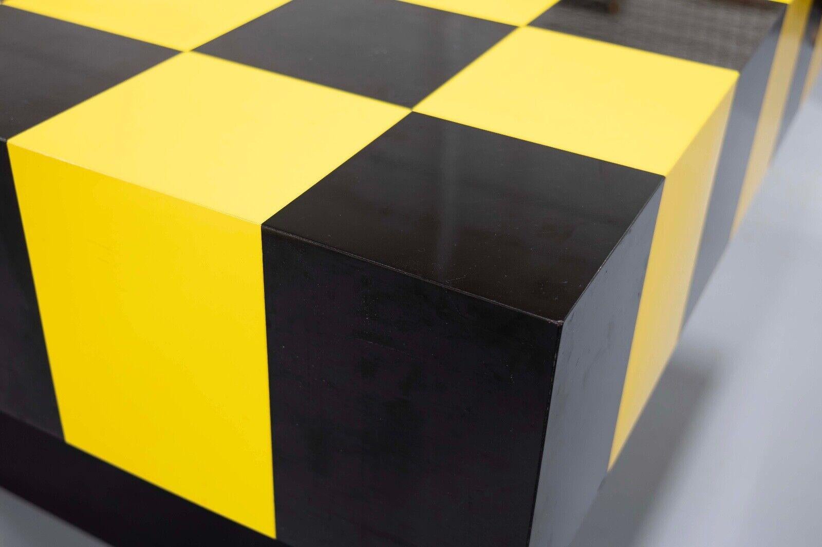 Checkered Black and Yellow and Chrome Mid Century Modern Dining Game Table 2