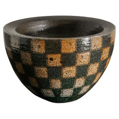 Checkered Ceramic Stoneware Bowl by Thord Karlsson Produced in Sweden, 1990s