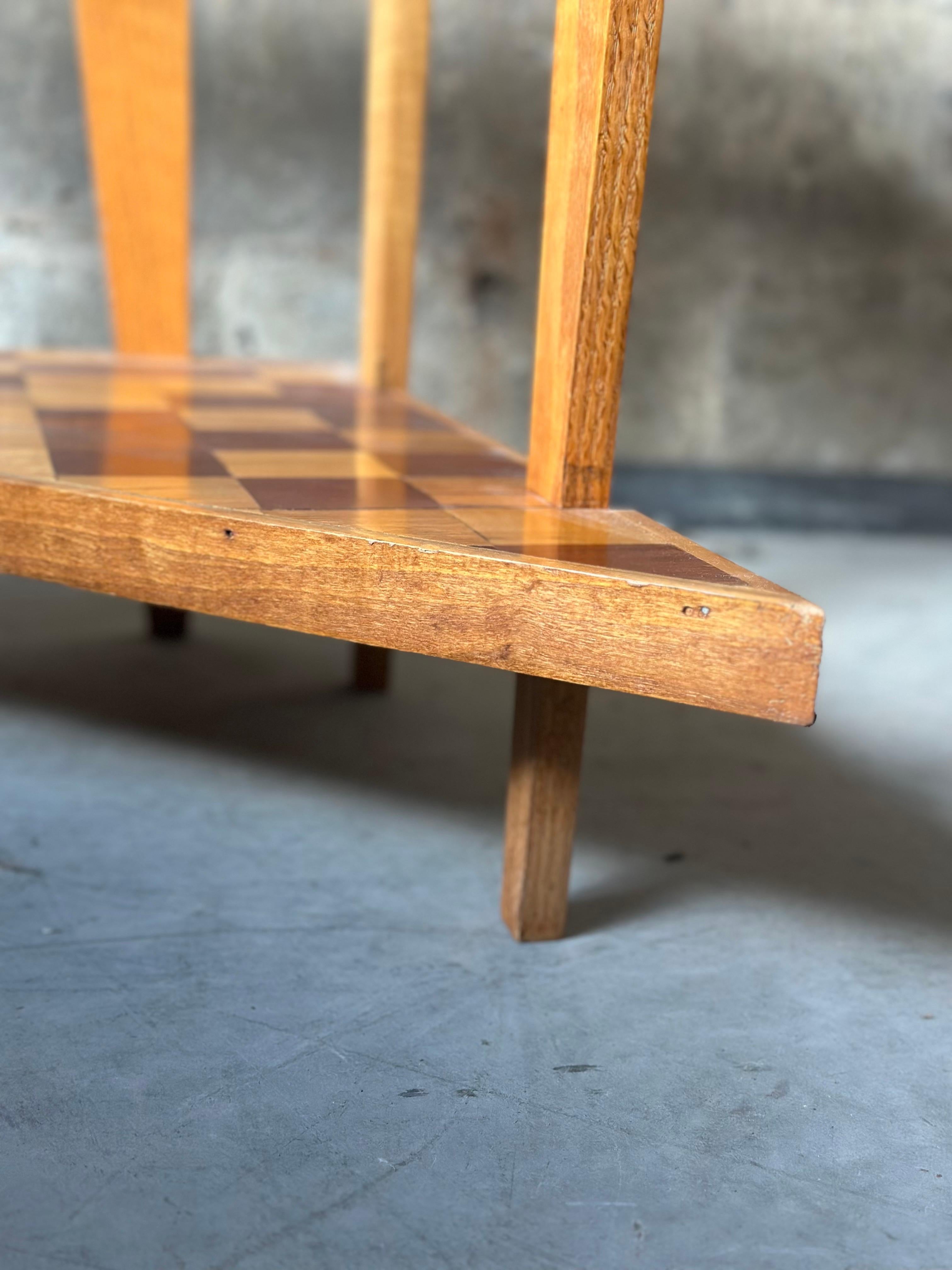 Mid-Century Modern Checkered Corner Two-Tier Table For Sale