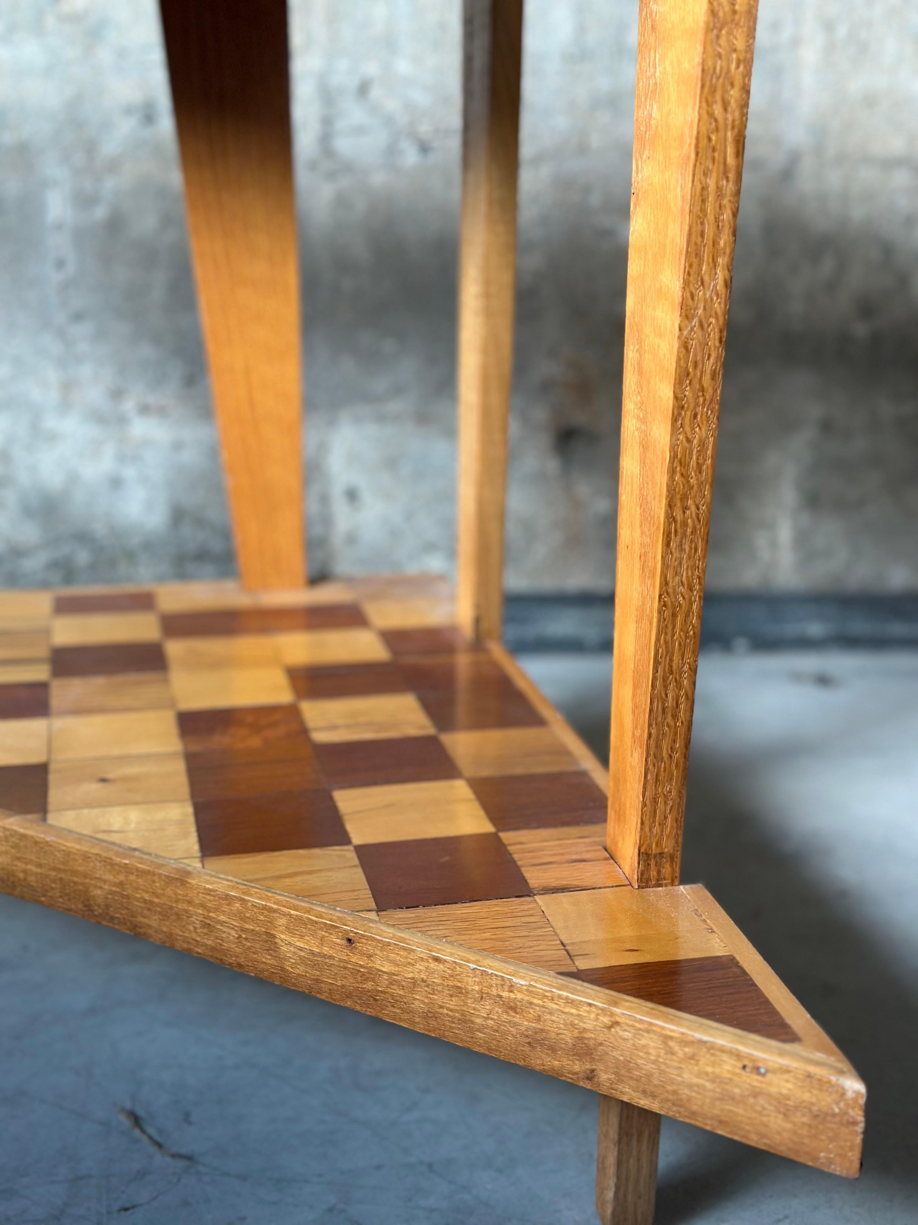 Unknown Checkered Corner Two-Tier Table For Sale