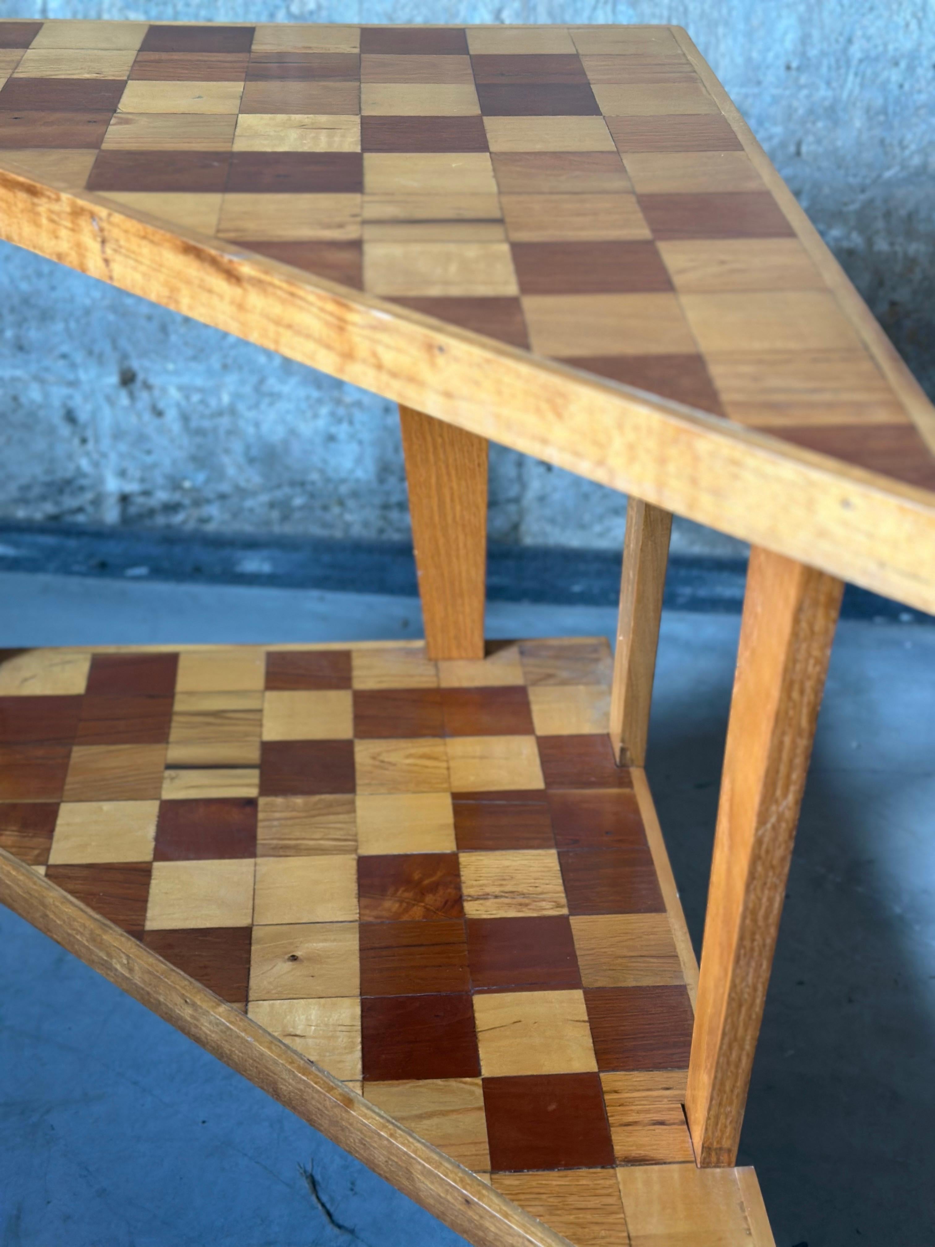 Checkered Corner Two-Tier Table For Sale 1
