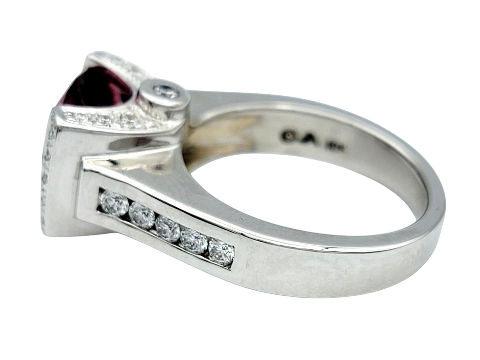 Checkered Cushion Cut Pink Tourmaline and Diamond Cocktail Ring in 18 Karat Gold In Good Condition For Sale In Scottsdale, AZ
