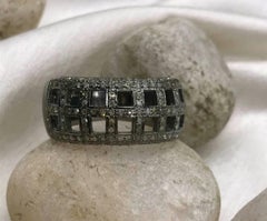Checkered Design Pave Diamant Ring 925 Silber Diamant Unisex Ring Hochzeit Geschenk.