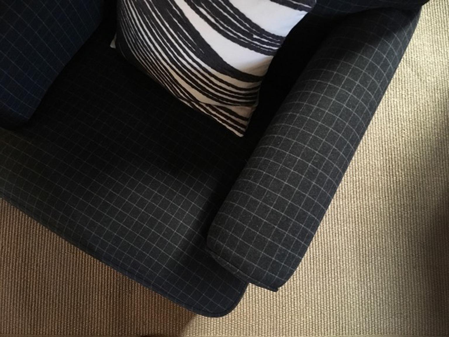 Checkered Grey Fabric Upholstered Armchair 4