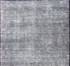 Checkered Modern Distressed Rug in Shades of Green, Charcoal and White