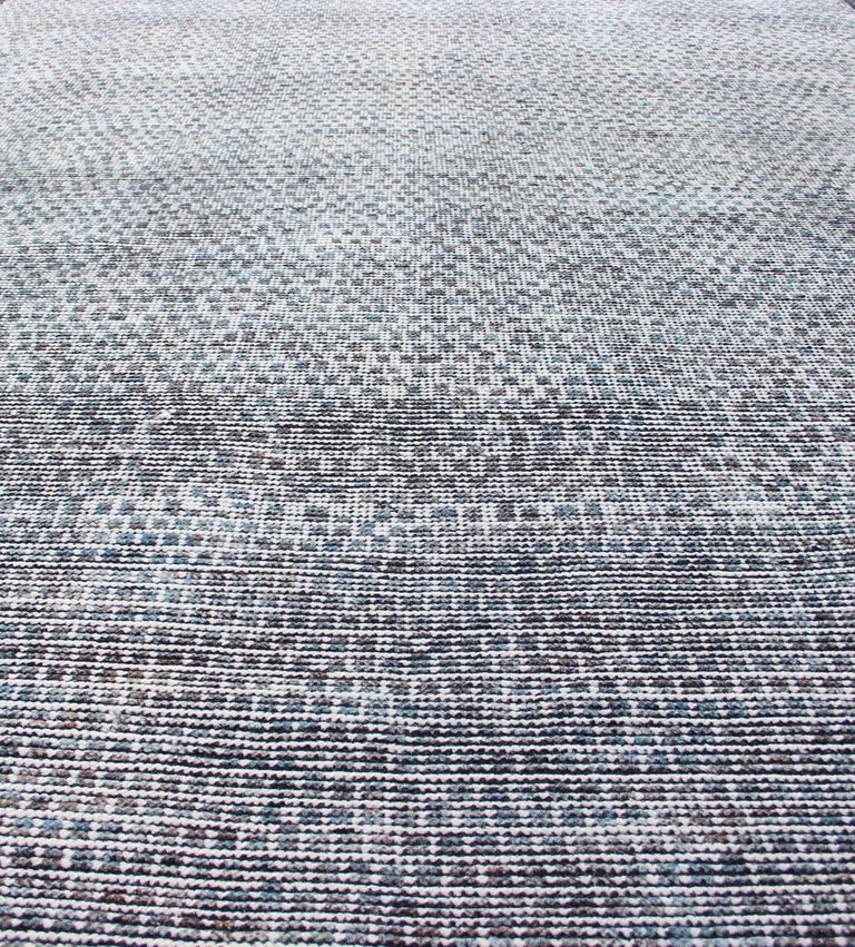 Checkered Modern Distressed Rug in Shades of Green, Charcoal and White ...