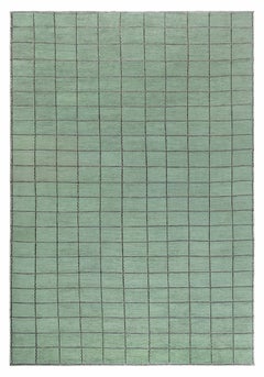  Checkered Swedish Green Half Pile Rug by Doris Leslie Blau