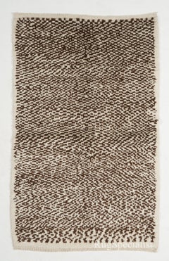 Checkered Tulu Rug, 100% Natural Wool, Cream and Brown, Custom Options Available