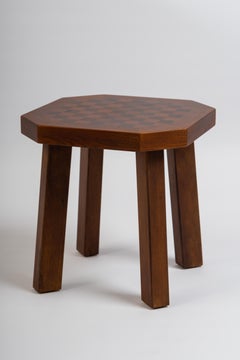 Checkered Wood Side Table – Veta Side Table by Marcela Cure