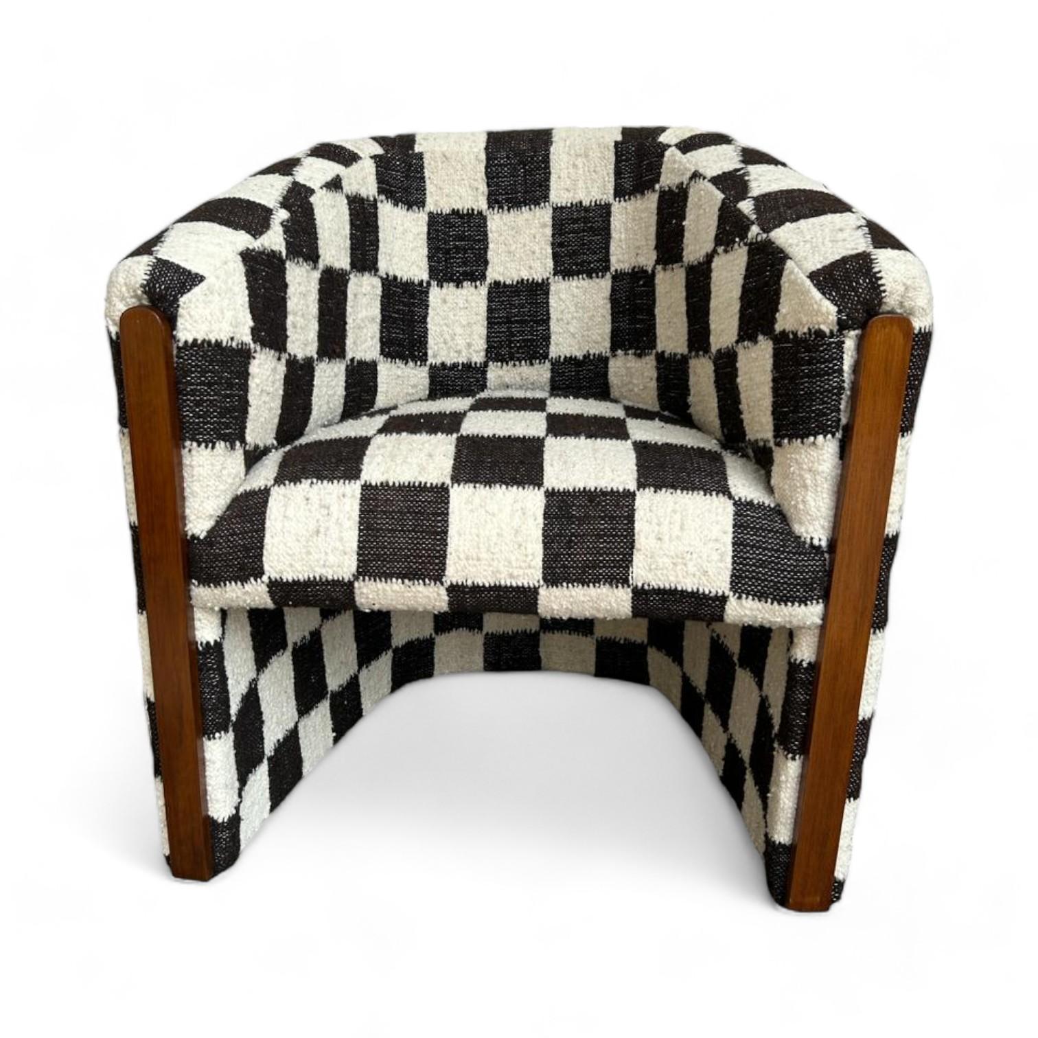 Arts and Crafts Checkered Wool Chair by Diego Olivero For Sale
