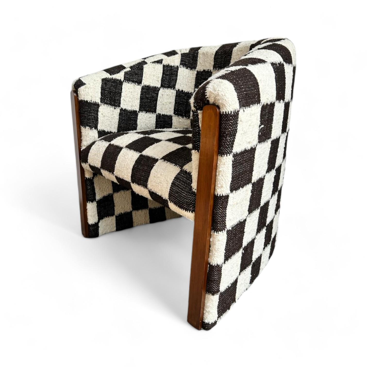 Guatemalan Checkered Wool Chair by Diego Olivero For Sale
