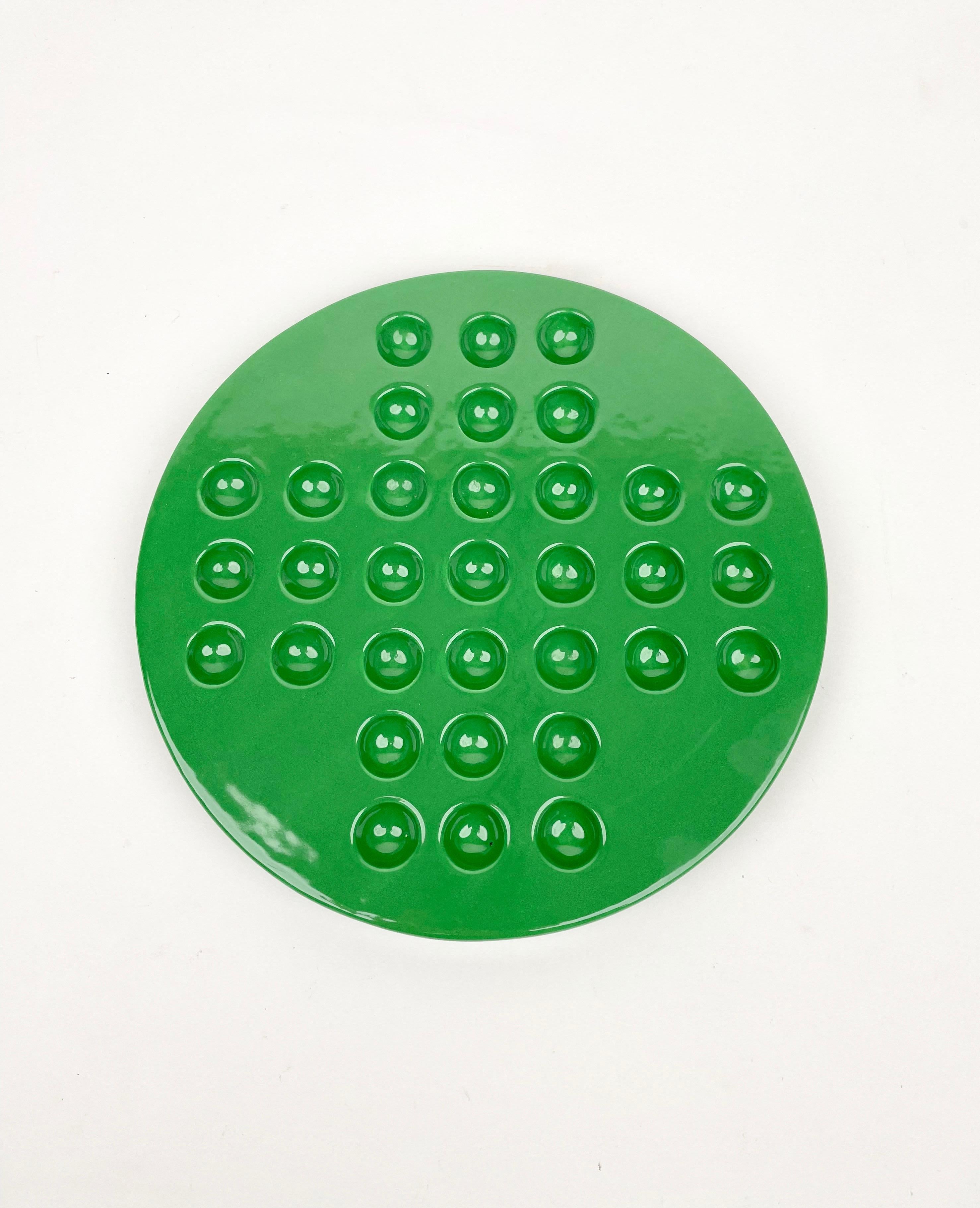 Checkers Game by Ennio Lucini for Gabbianelli Green & White Ceramic, Italy 1970s For Sale 4