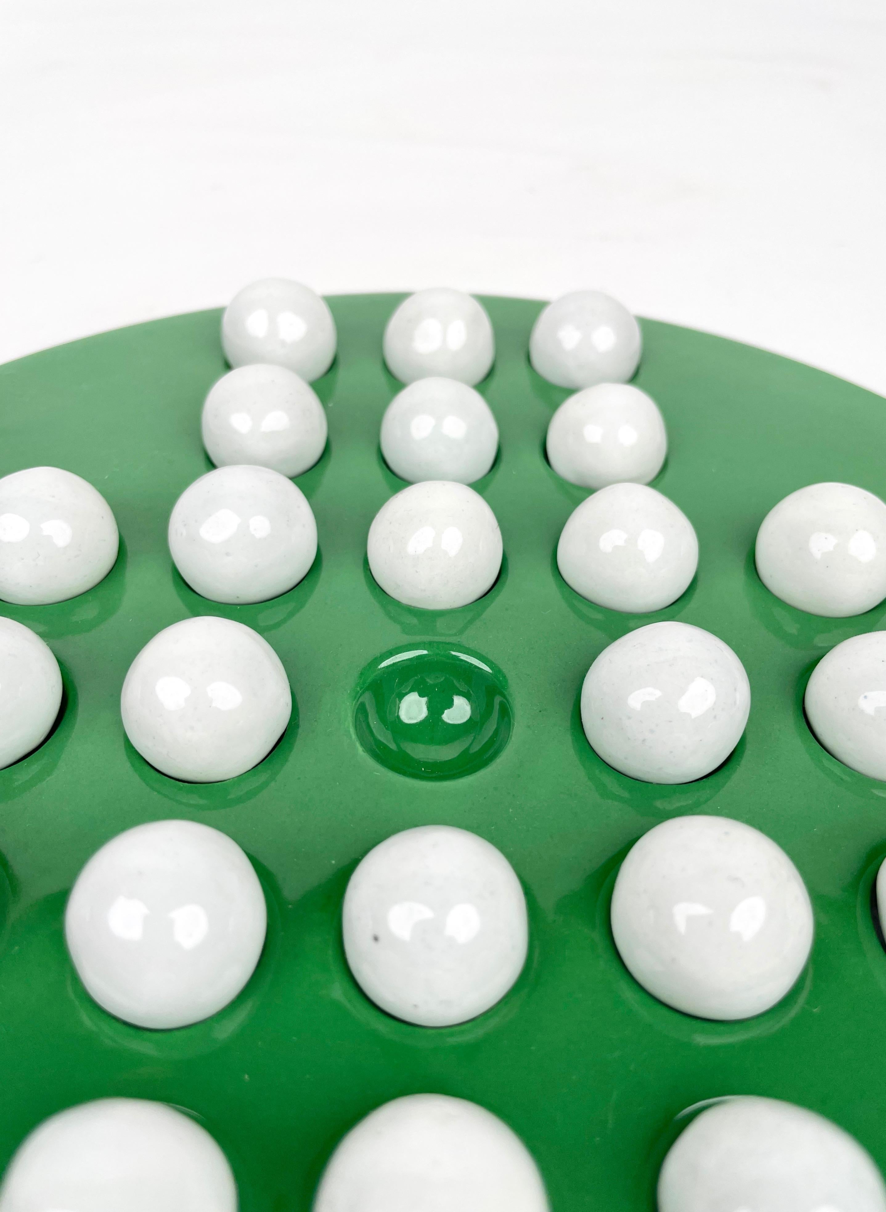 Checkers Game by Ennio Lucini for Gabbianelli Green & White Ceramic, Italy 1970s For Sale 5