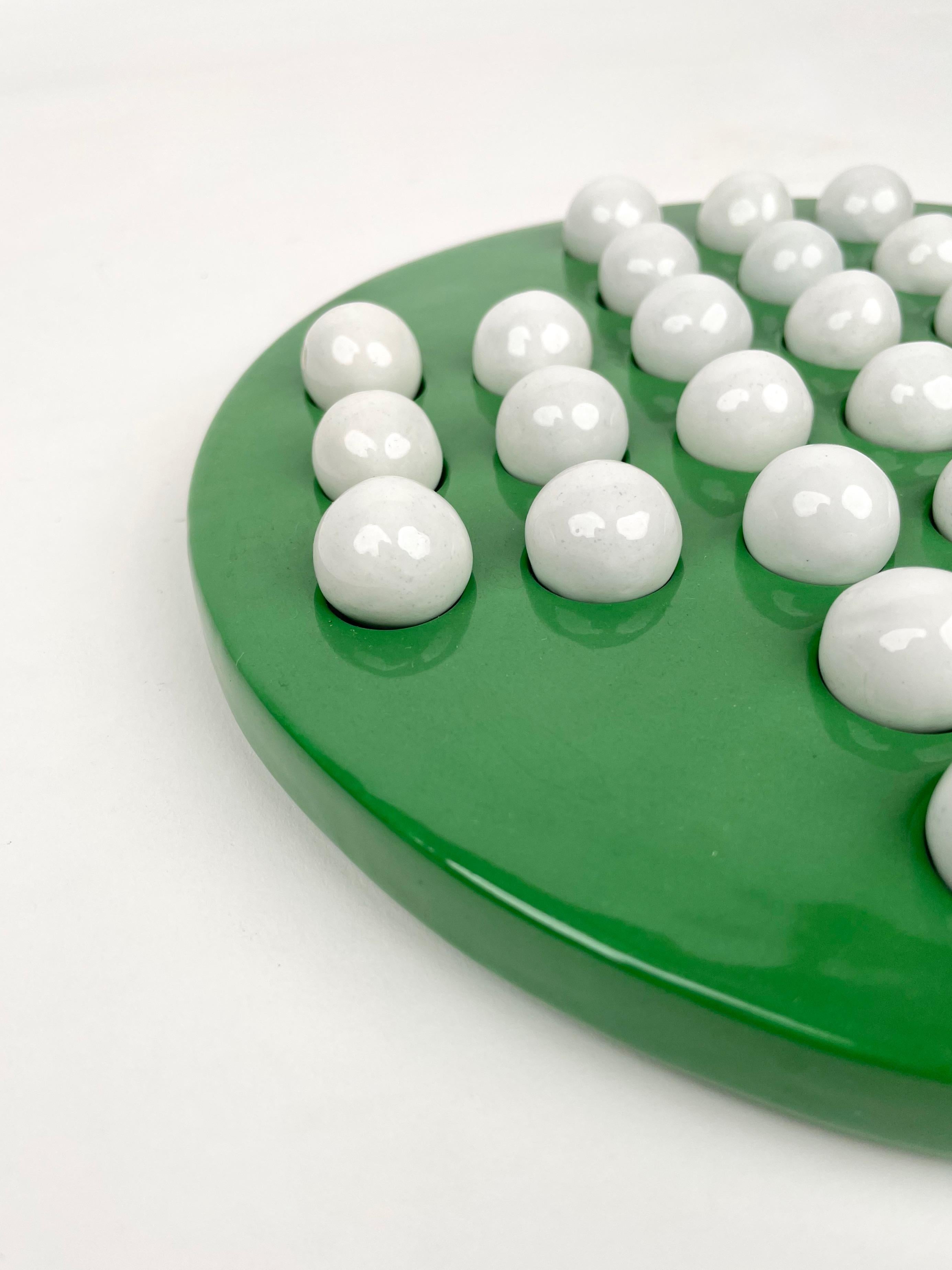Checkers Game by Ennio Lucini for Gabbianelli Green & White Ceramic, Italy 1970s For Sale 6