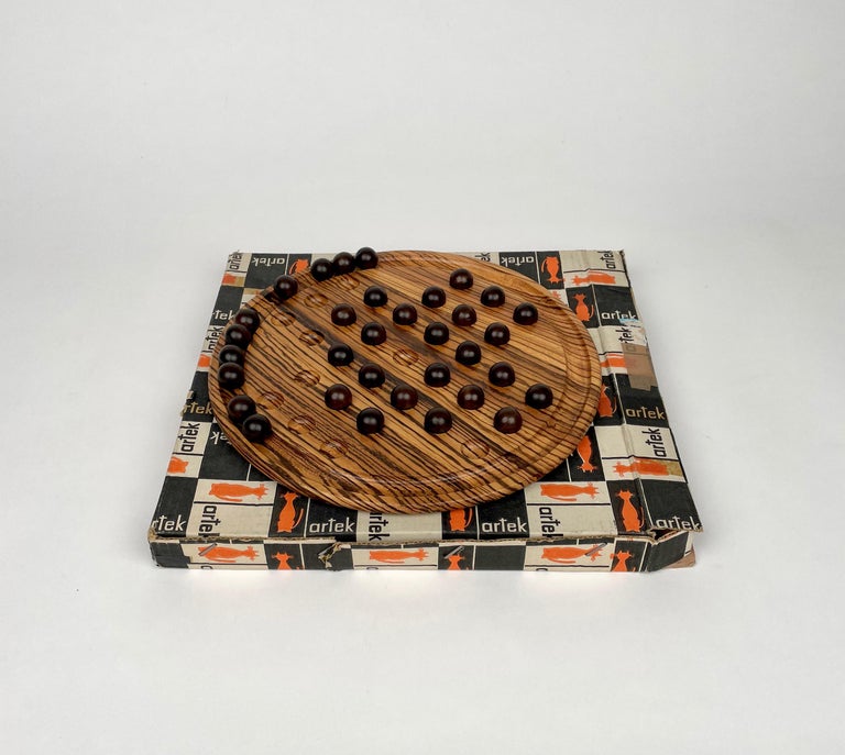 Checkers Game "The Solitaire" in Wood by Artek, Italy, 1970s For Sale