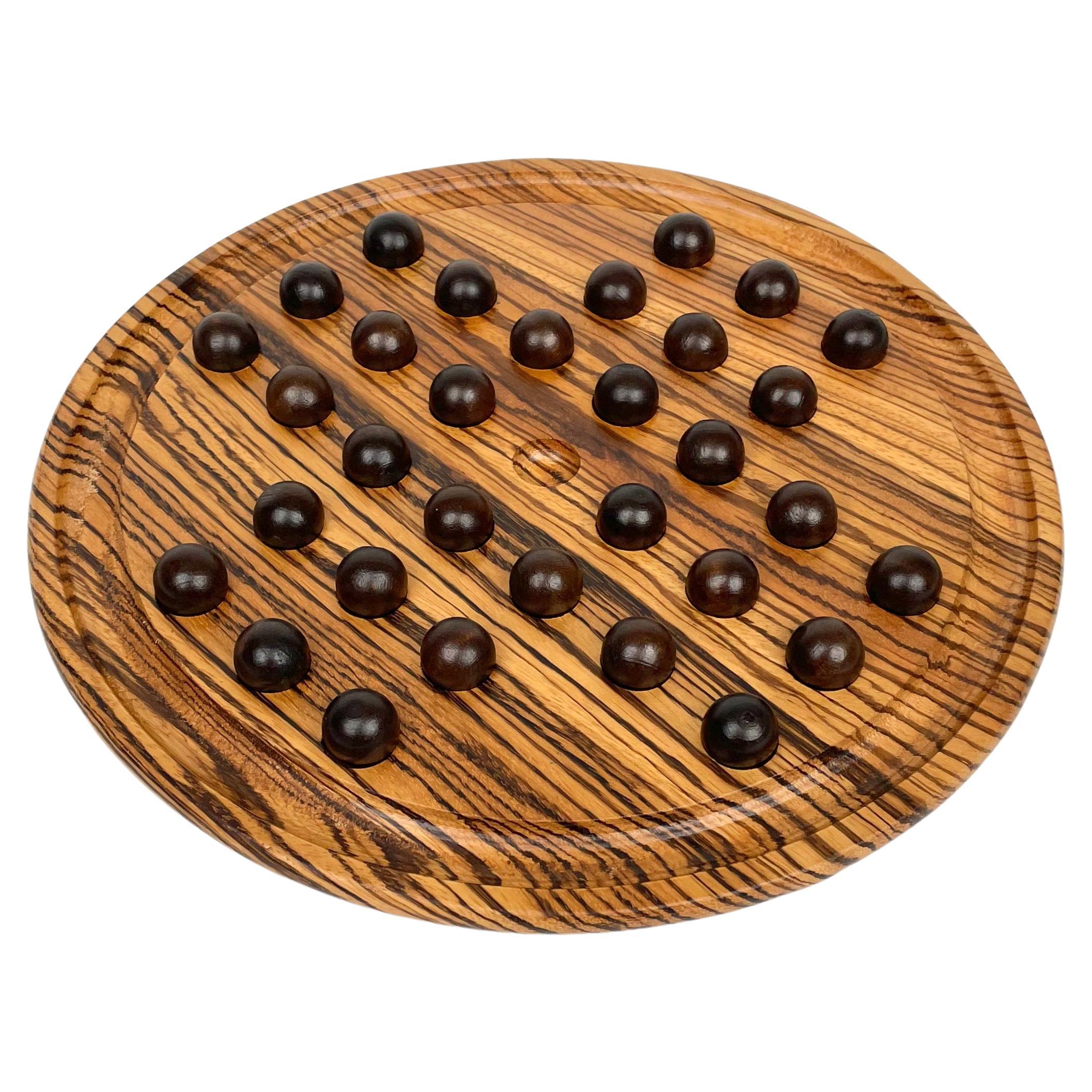 Checkers Game "The Solitaire" in Wood by Artek, Italy, 1970s For Sale