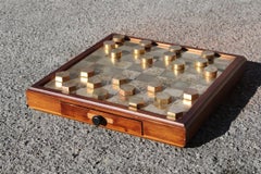 Checkers in solid brass and wood, Italy 1970