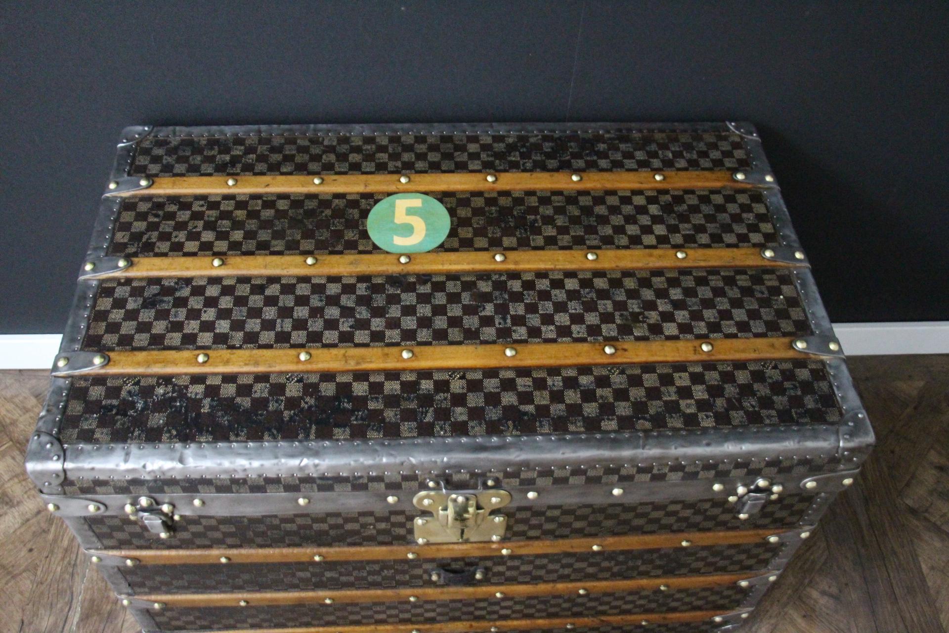 Checkers Louis Vuitton-Truhe, 85 cm Damiers Louis Vuitton-Dampfer-Truhe im Angebot 6