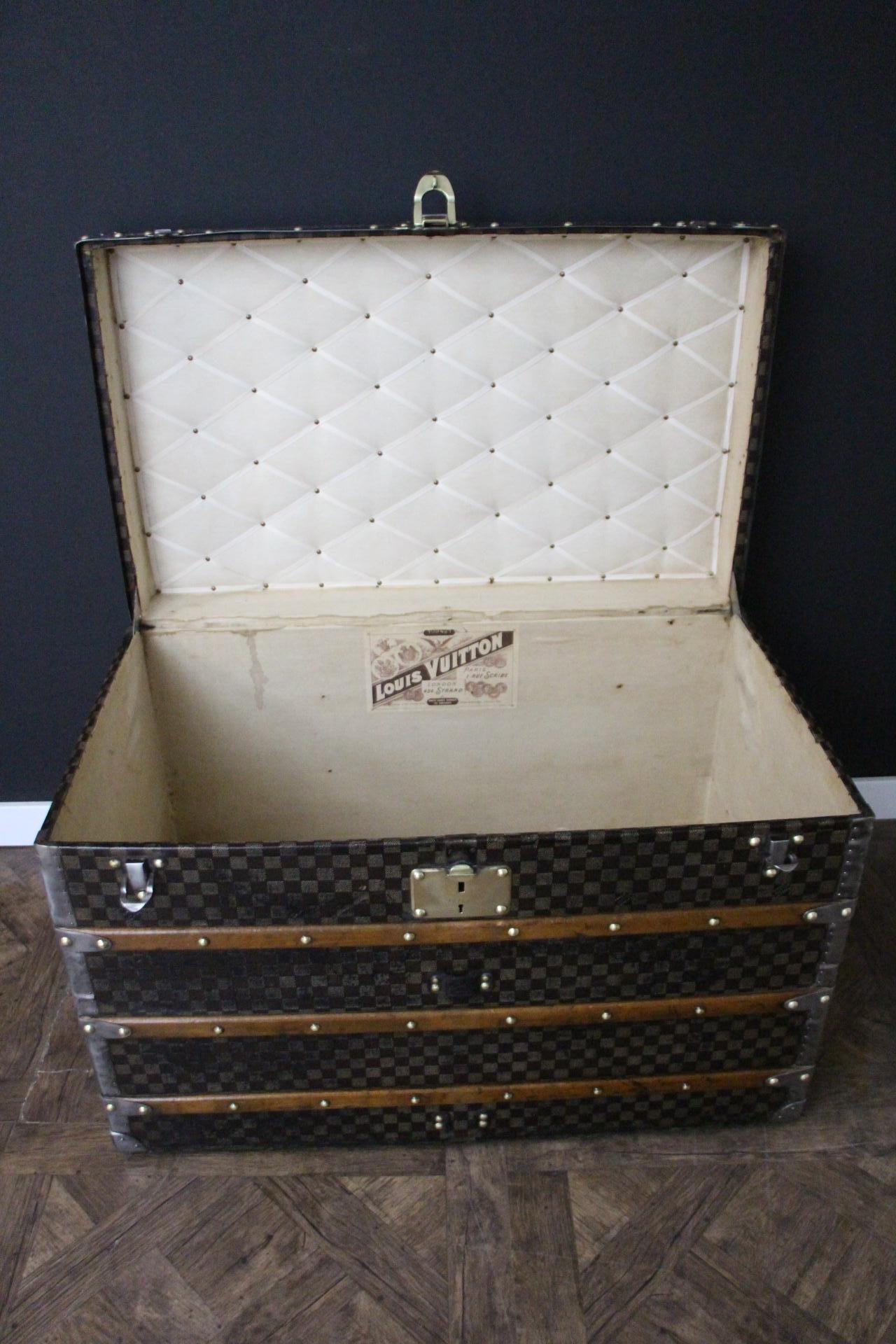 Checkers Louis Vuitton-Truhe, 85 cm Damiers Louis Vuitton-Dampfer-Truhe im Angebot 7
