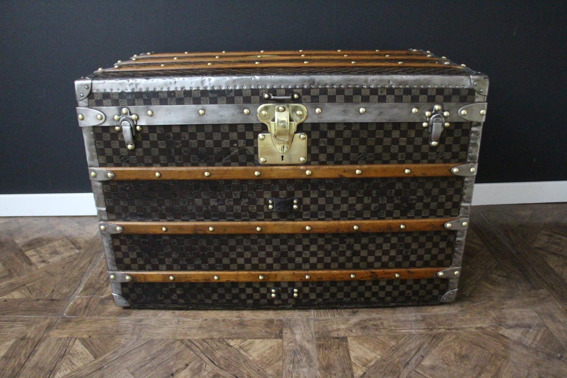 Checkers Louis Vuitton-Truhe, 85 cm Damiers Louis Vuitton-Dampfer-Truhe (Französisch) im Angebot
