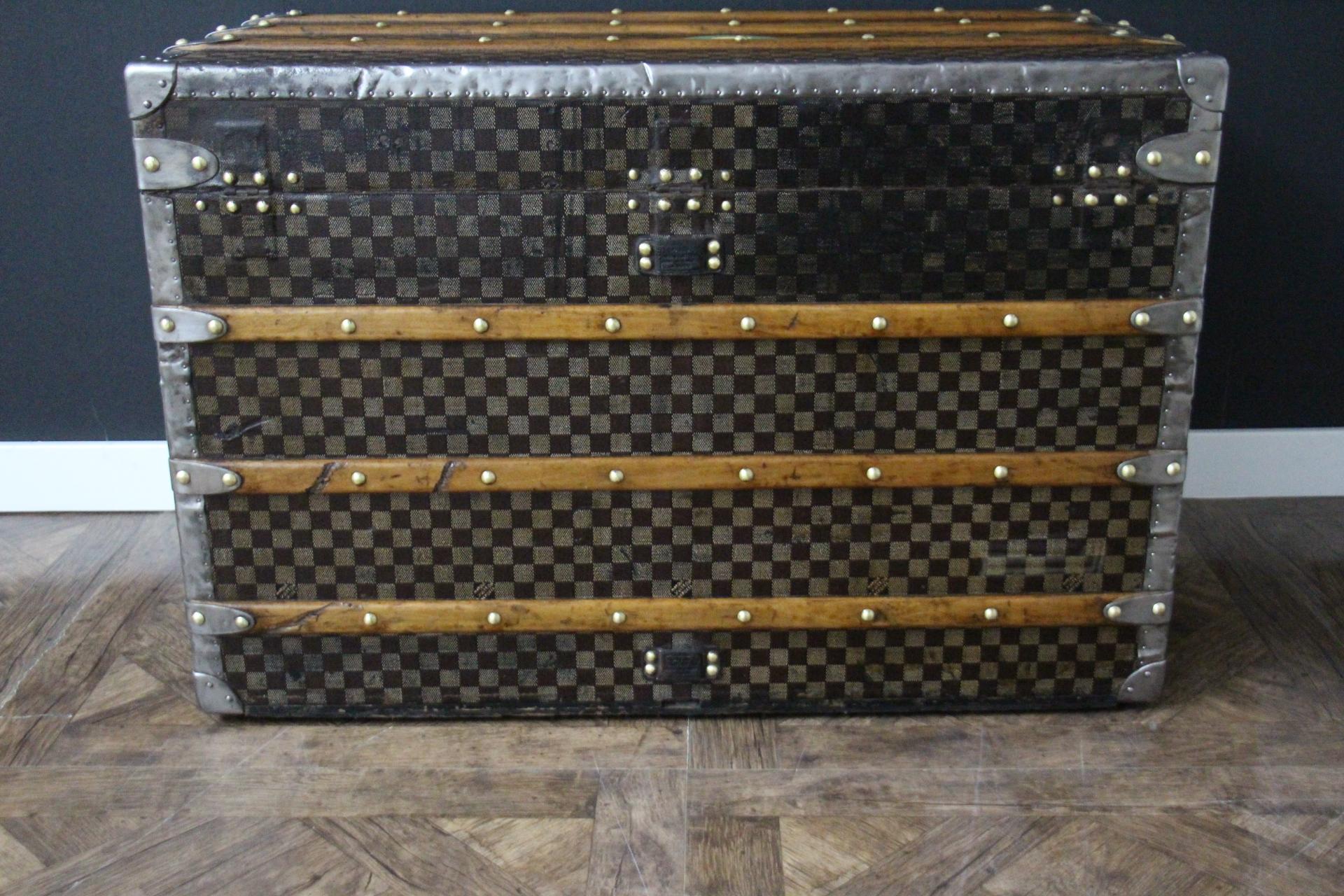 Checkers Louis Vuitton-Truhe, 85 cm Damiers Louis Vuitton-Dampfer-Truhe im Angebot 3