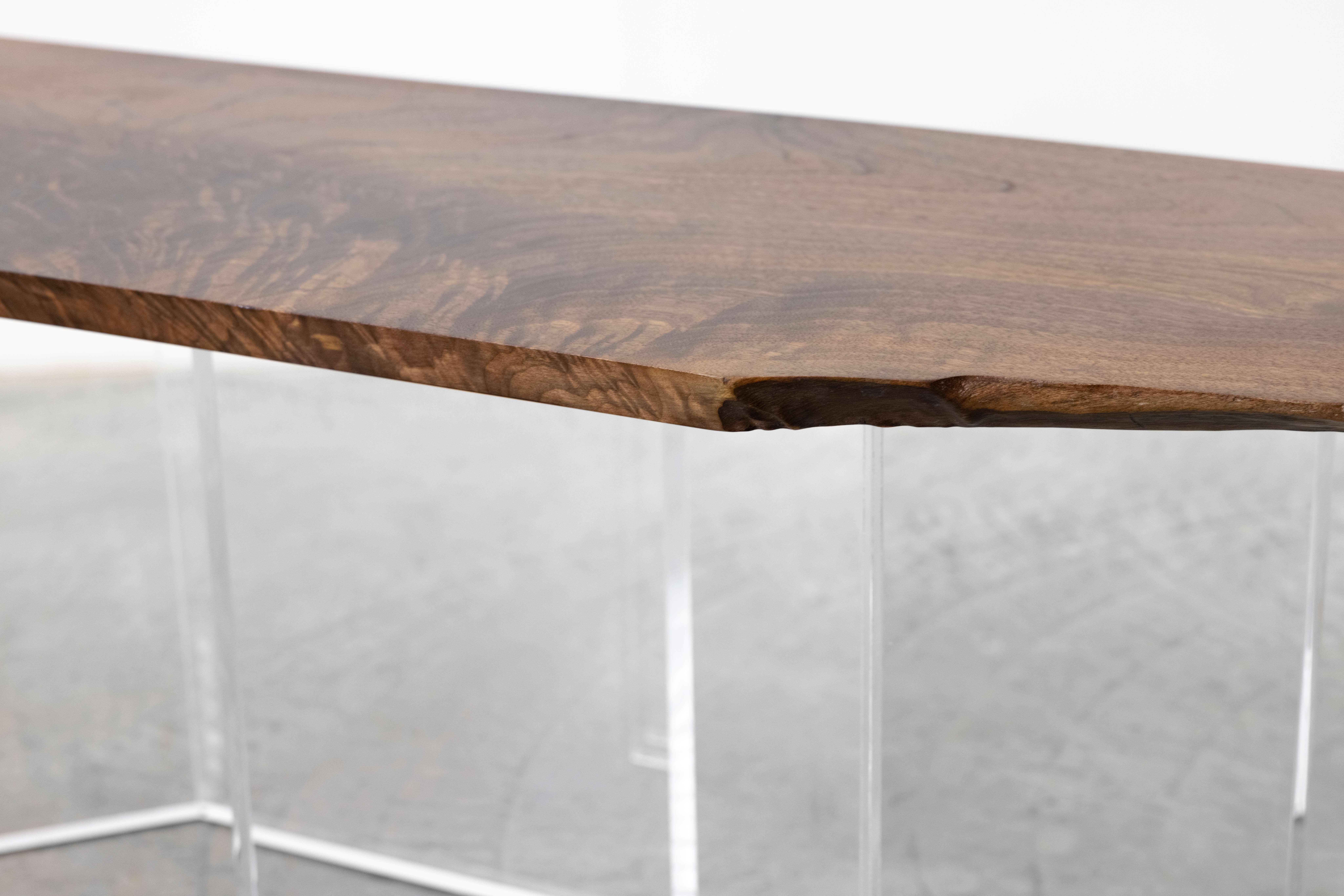 Checkmark Coffee Table in Black Walnut and Acrylic by Autonomous Furniture For Sale 2