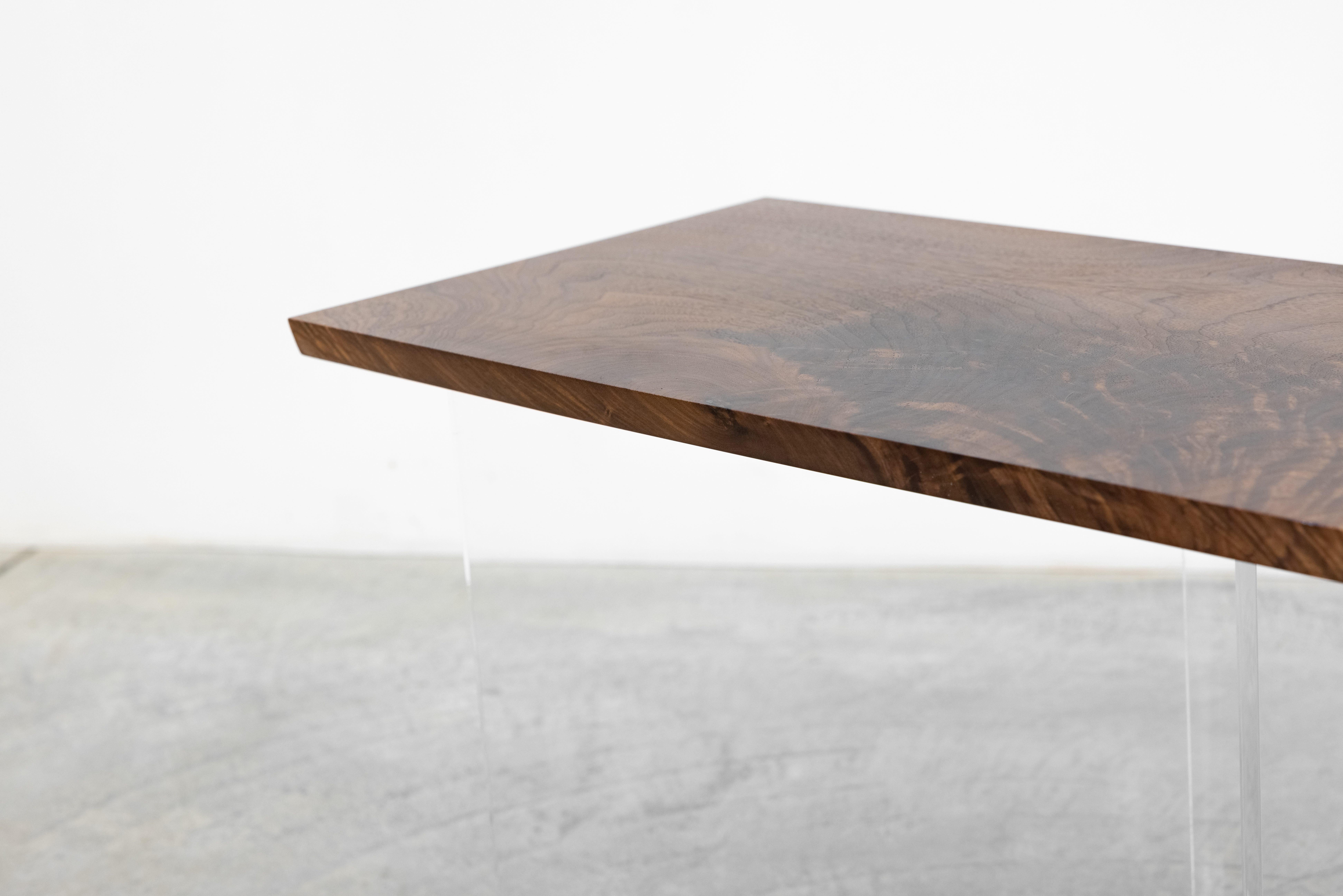 Checkmark Coffee Table in Black Walnut and Acrylic by Autonomous Furniture For Sale 3