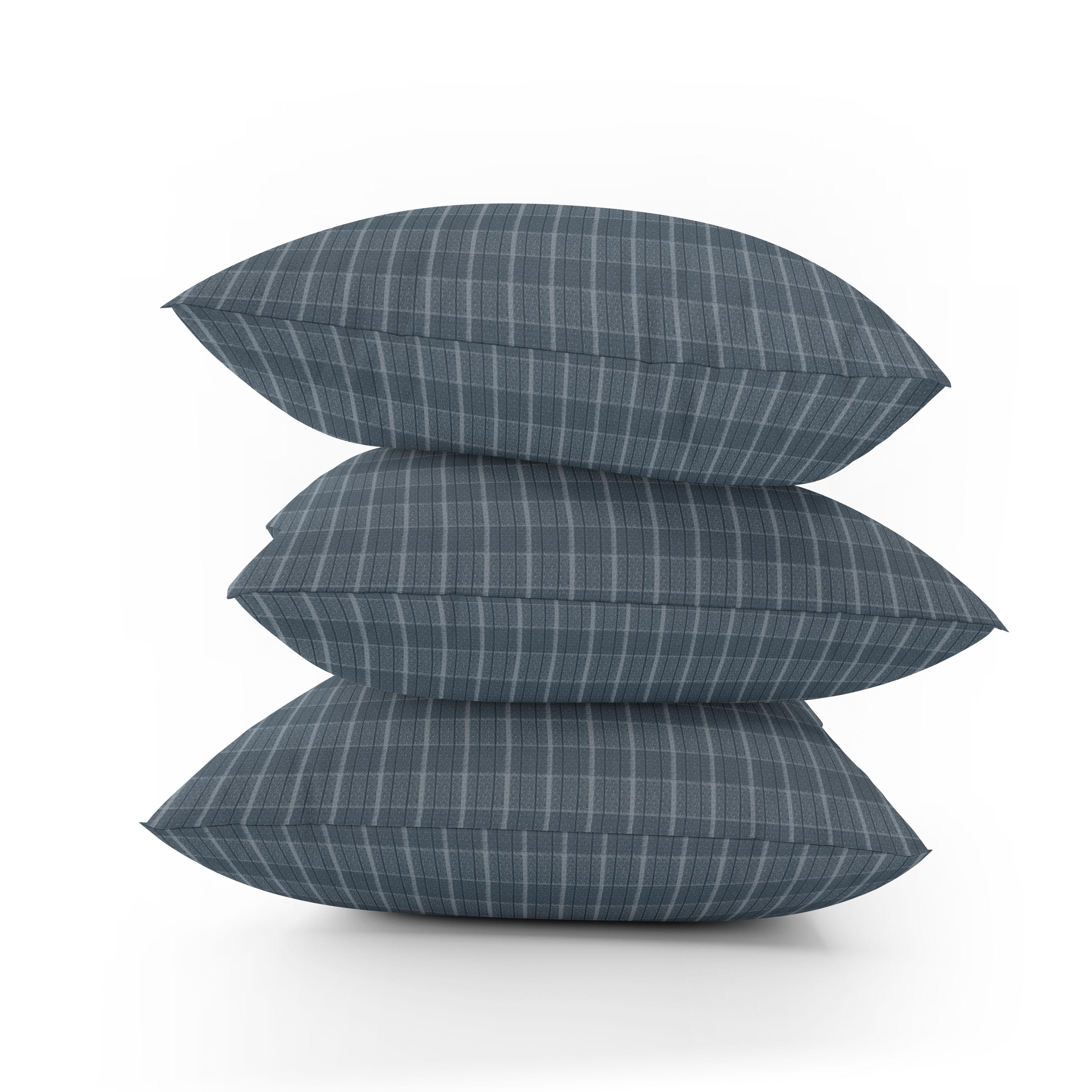 Checkmate Polyester Throw Pillows Set of 2 in Color Denim In New Condition For Sale In Rye, NY