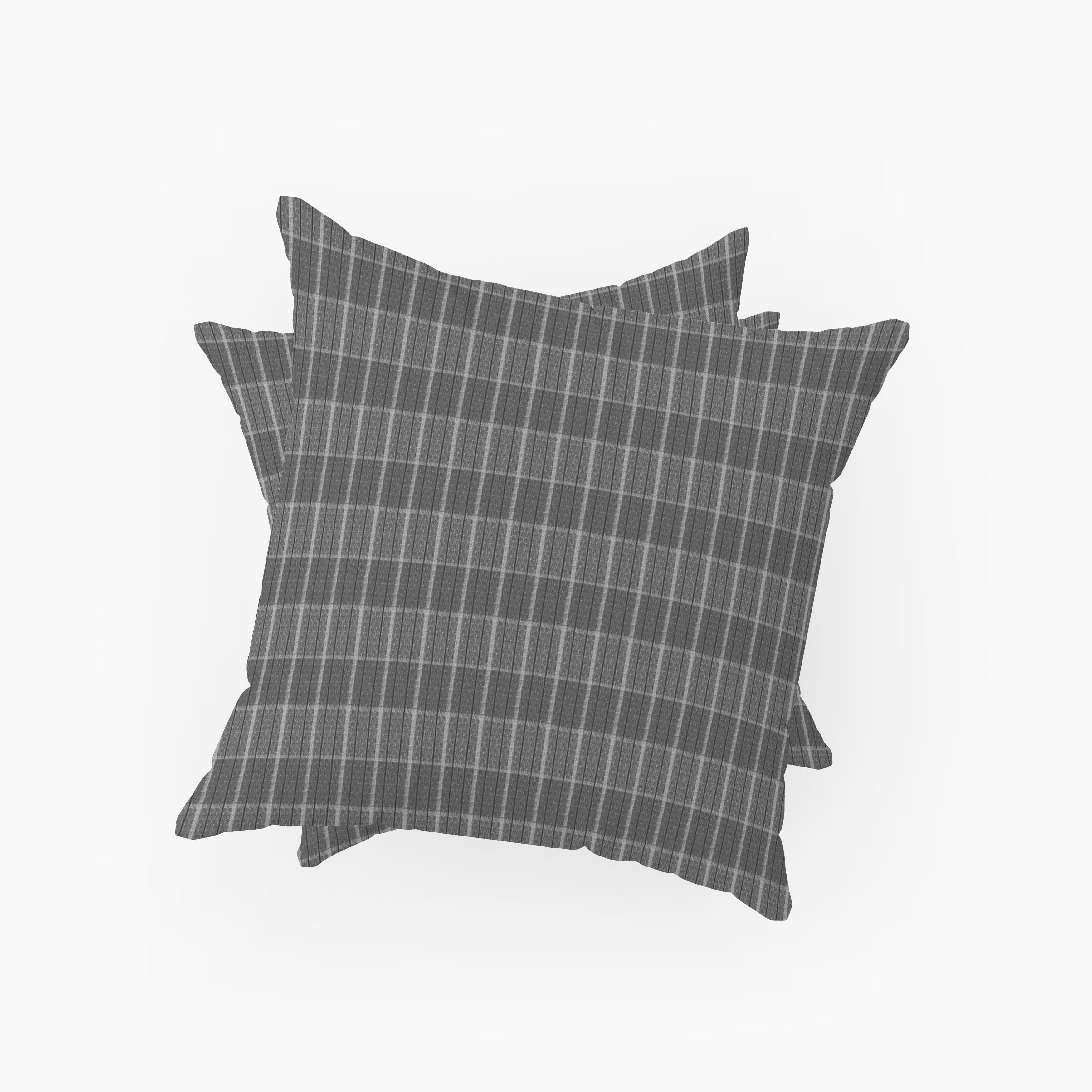 Checkmate Polyester Throw Pillows Set of 2 in Noir For Sale 1