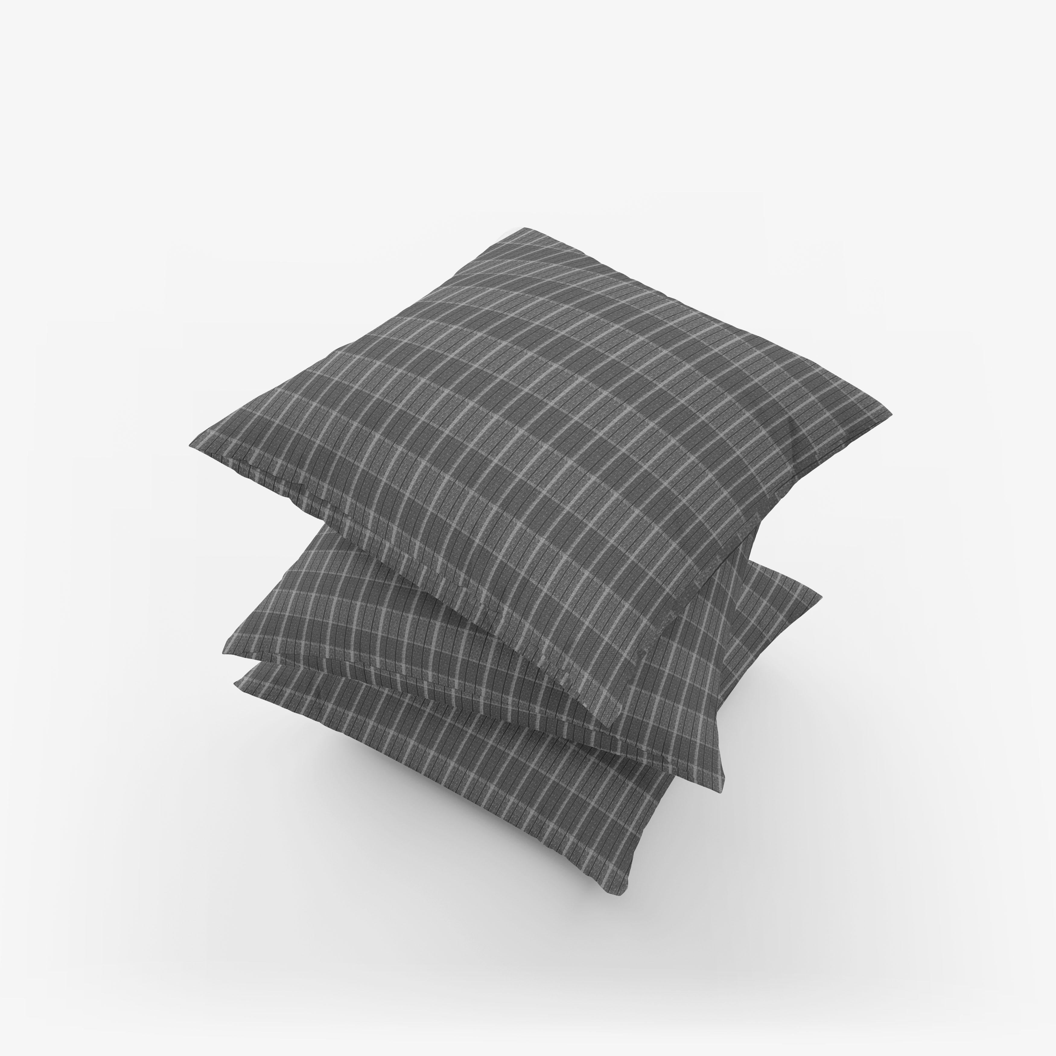 Contemporary Checkmate Polyester Throw Pillows Set of 2 in Noir For Sale