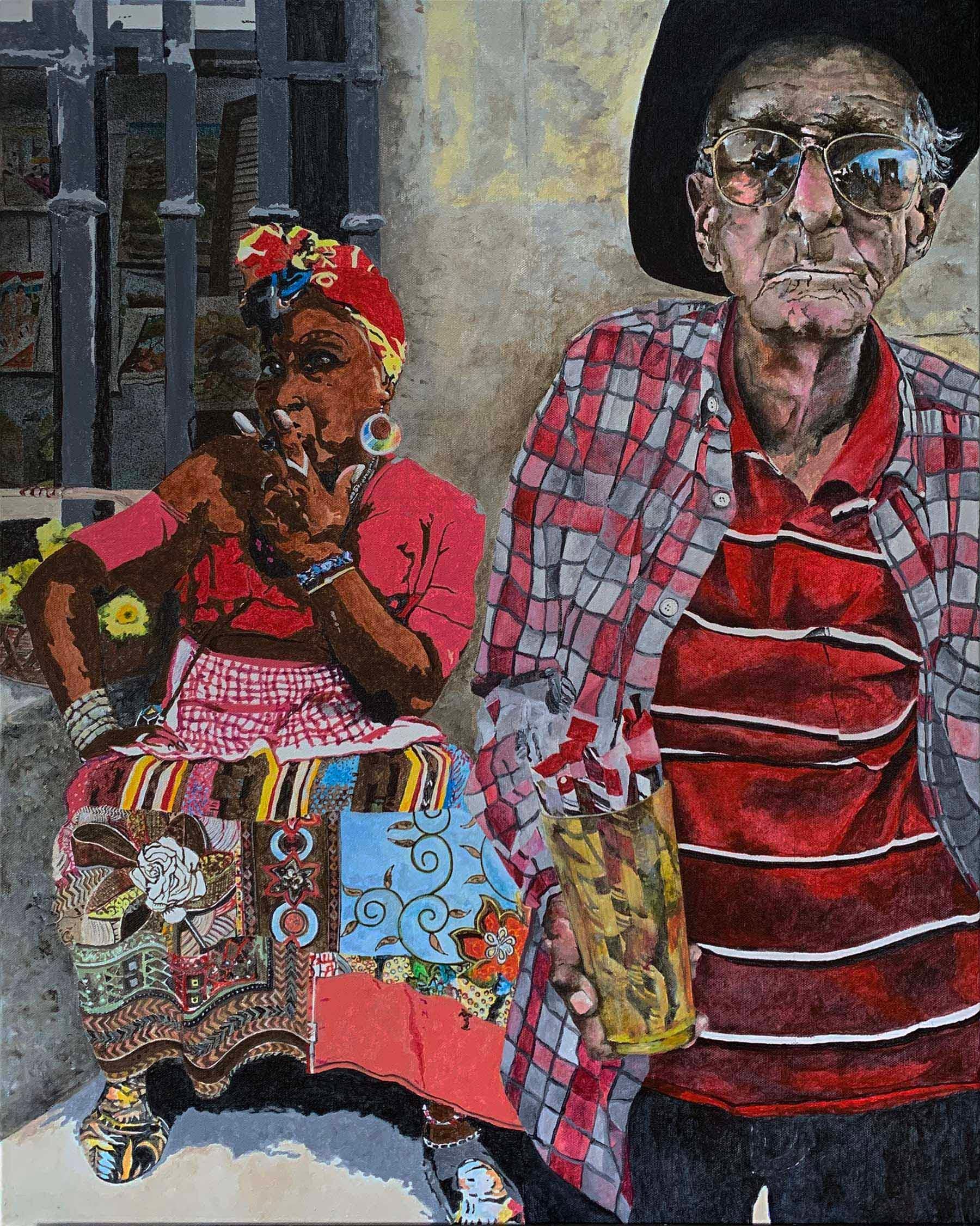 Havana - Street Vendors - Mixed Media Art by Chee Bravo