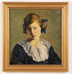 Antique Chinese American Impressionist Ashcan Portrait Young Woman Oil Painting