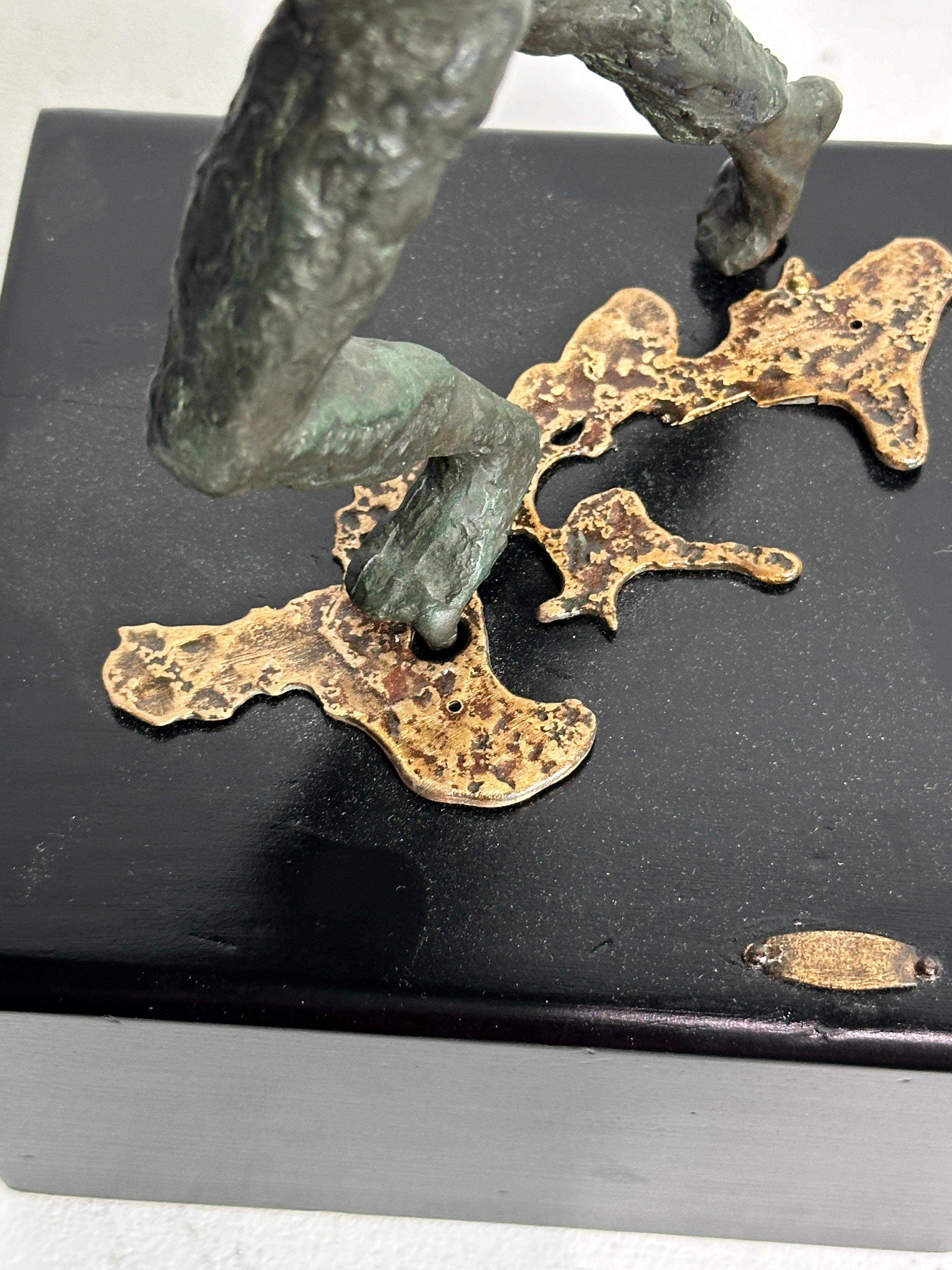 Mid-Century Modern Cheeky Child Bronze Statue on Square Base by Curtis Jere For Sale