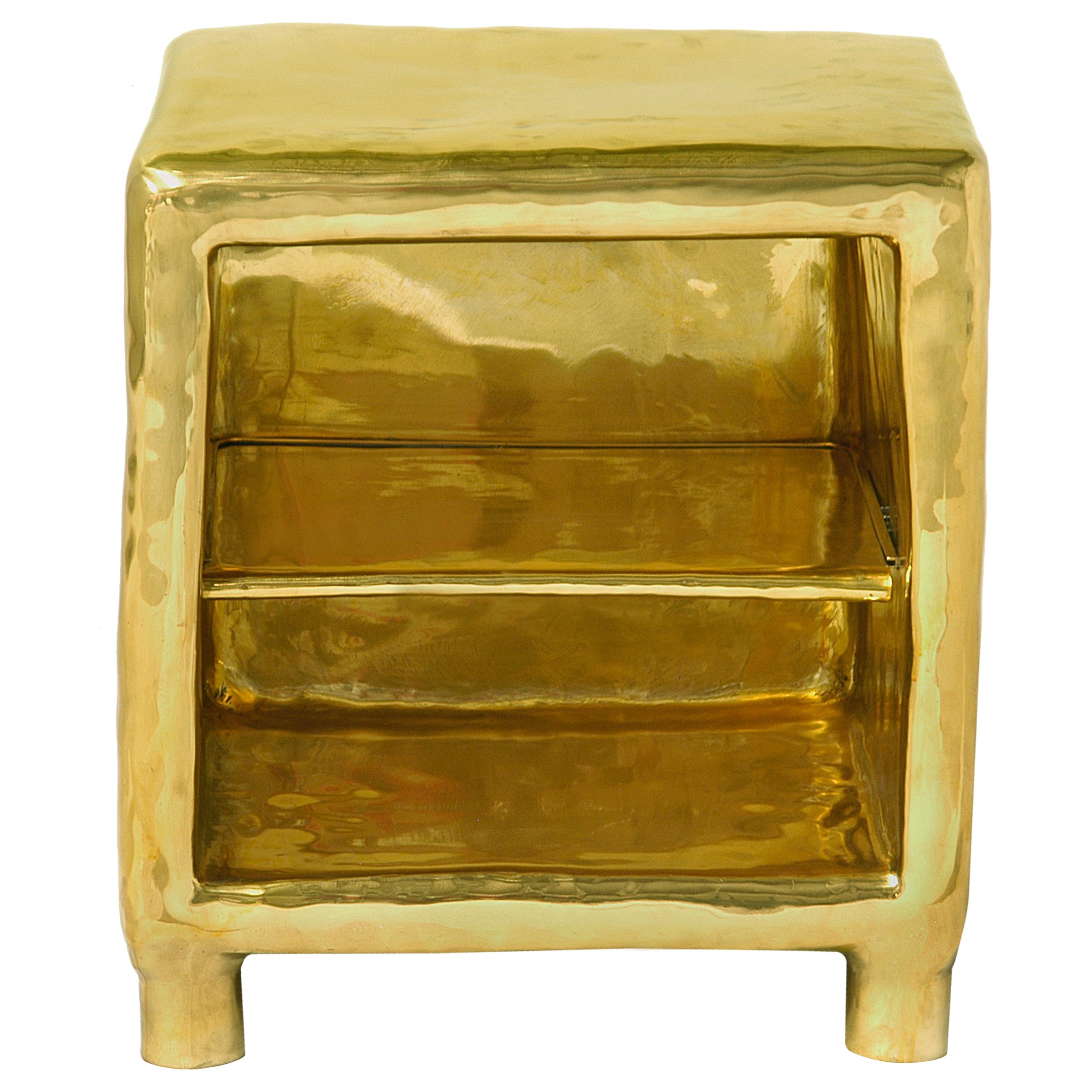 Cheer Bedside Table in Brass by Scarlet Splendour For Sale
