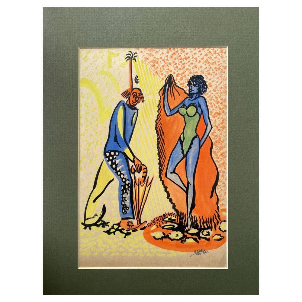 Cheerful Attraction - Drawing - Mixed Media Graphic - from 1968 For Sale 2