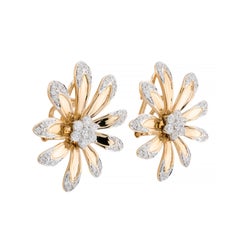 Cheerful Flower Form Diamant-Ohrringe aus 18 Karat Gelbgold