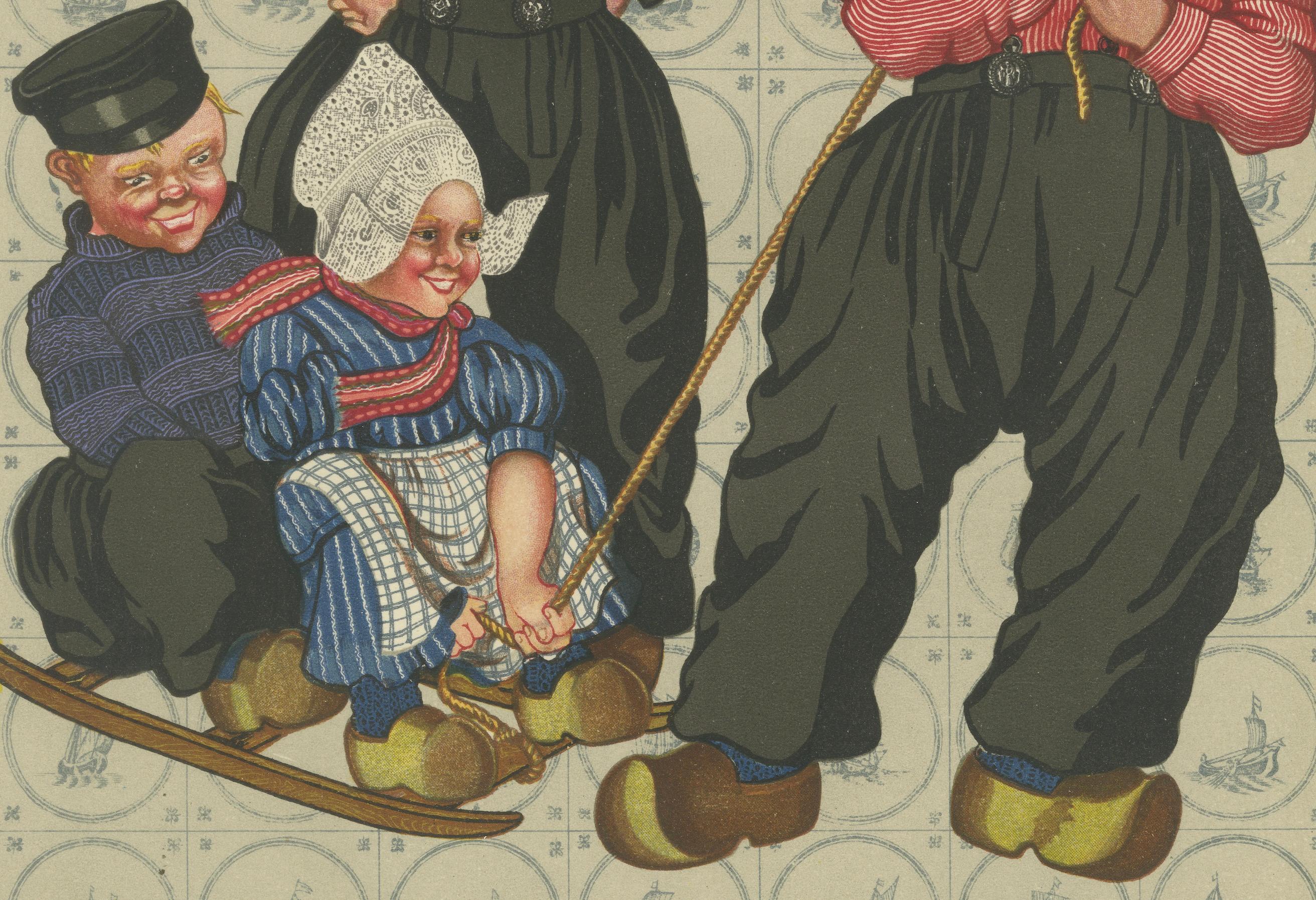 Alegre excursión de invierno: Hombres y niños de Volendam vestidos de fiesta (1932)

Litografía original de 