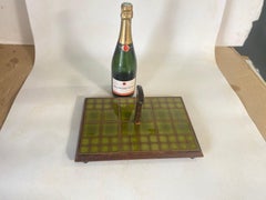 Cheese or Serving Tray in Ceramic and Wood France 1970s Brown Color