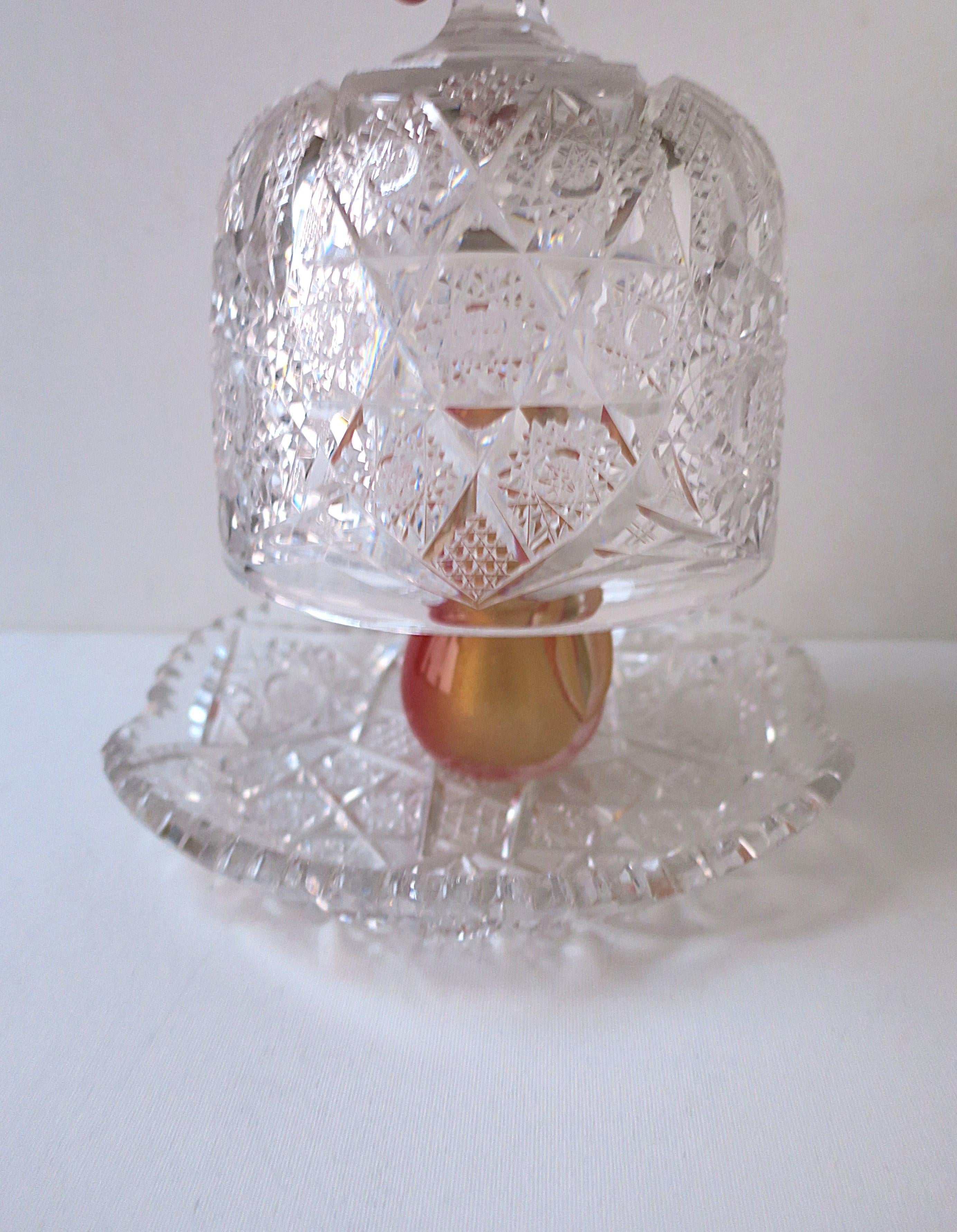 Assiette à fromage en forme de dôme Cristal Bohemia Crystal Czech en vente 1
