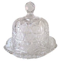Cheese Pastry Dome Plate Crystal Bohemia Czech